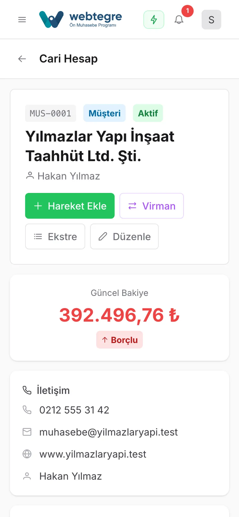 Alıcının mükellefiyeti kontrol edilir ekranı